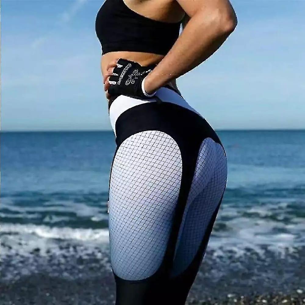 Women's Yoga Leggings Tummy Control Butt Lift High Waist Yoga Fitness Gym Workout Cropped Leggings Bottoms Color Block White Red Sports Activewear Hig Latest fashion