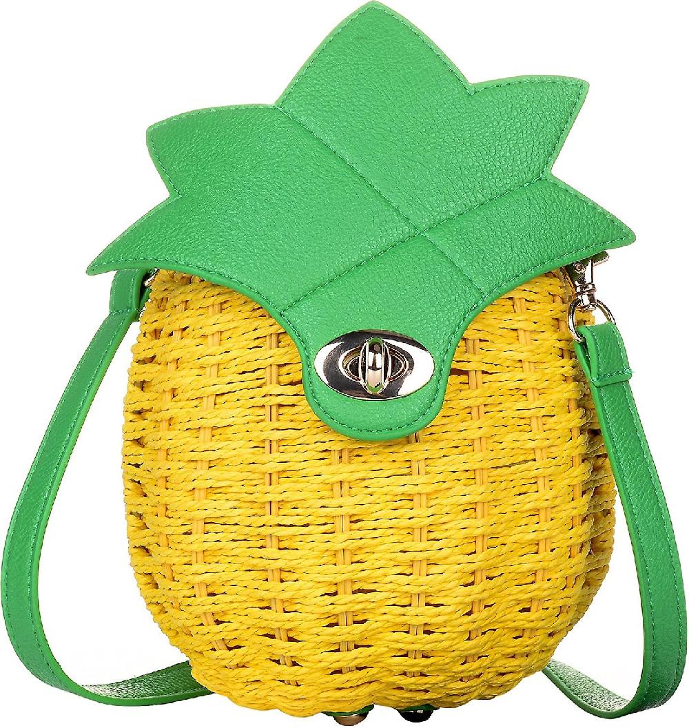 Fruit Straw Shoulder Bag Handwoven Crossbody Bag Summer Beach Sea Handbag Purse Strawberry Pineapple Watermelon Fino al 65% di sconto