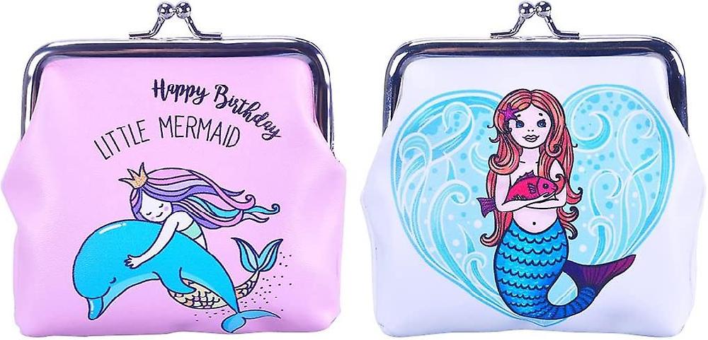2pack Mermaid Coin Purse Animal Change Pouch Pu Clutch Wallet Kiss Lock Clasp Handbag Buckle Cash Bag Trinkets Pouch For Girl Women Offerta speciale della fabbrica