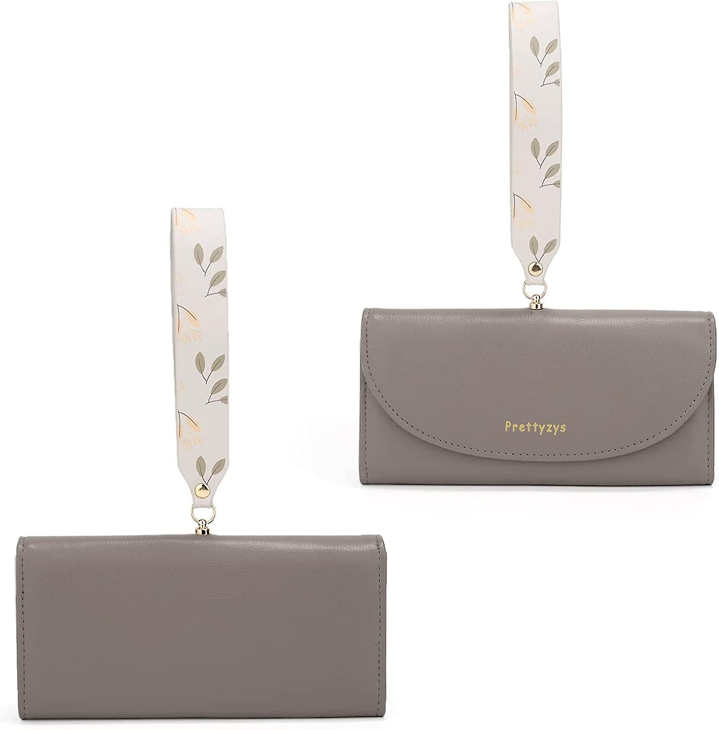 Women's Wristlet Wallets Trifold Billfold Credit Card Holder Cash Coin Pocket Pu Leather L- Gray 50% di sconto con spedizione gratuita