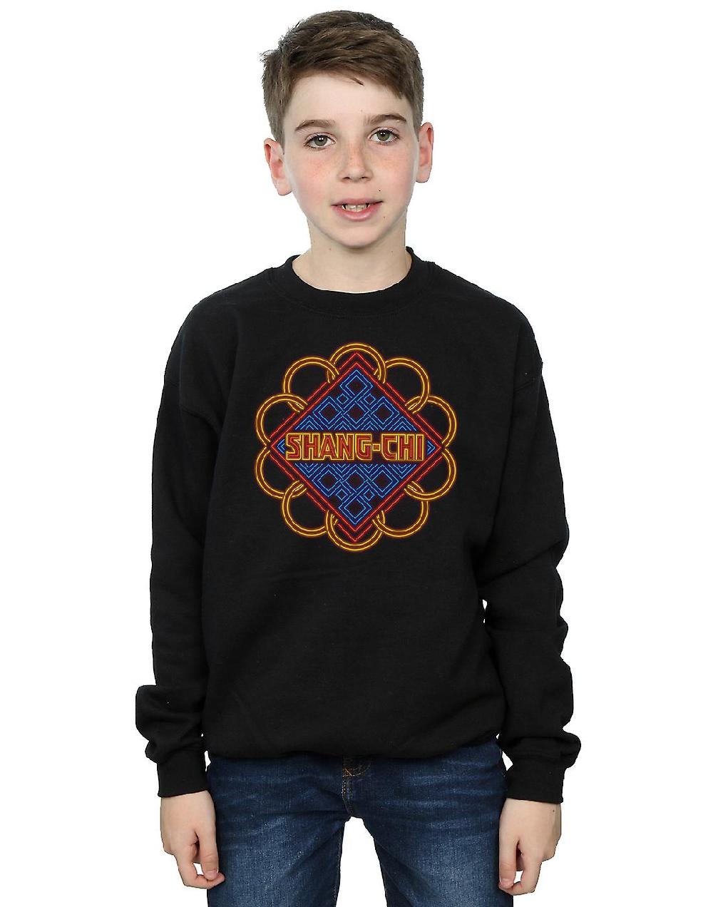 Marvel Boys Shang-Chi And The Legend Of The Ten Rings Neon Ring Logo Felpa
