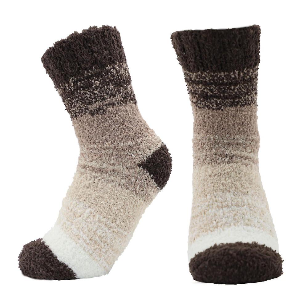 Fluffy Socks Thermal Cosy Fuzzy Socks Winter Cabin Warm Socks Coral Fleece Floor Bed Sock Fuzzy Plush Gift Christmas Stocking for Sleeping brown Offerta speciale