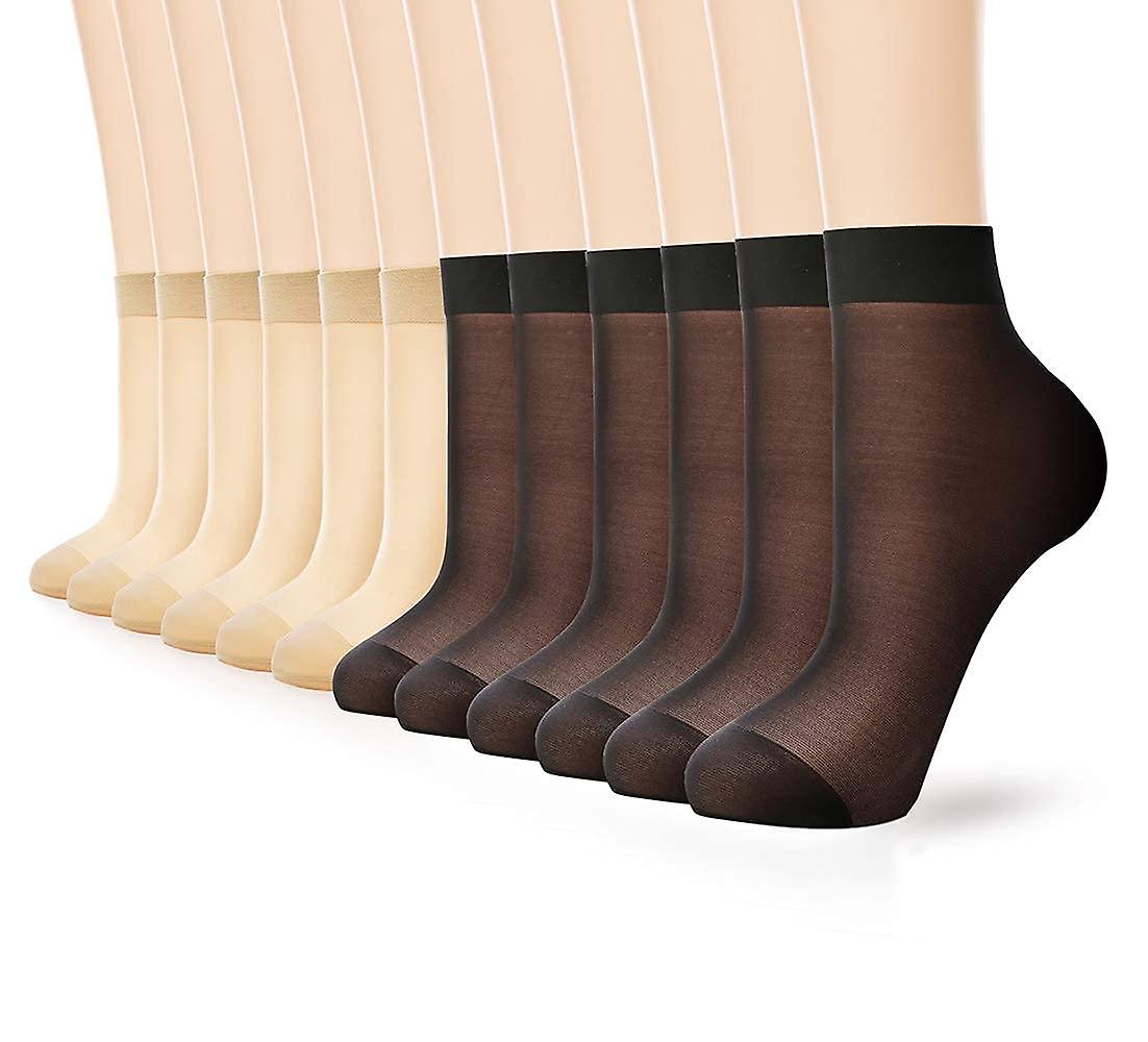 12 Pairs Of Women's Silk Socks Pure Matt Transparent Nylon Flash Sale