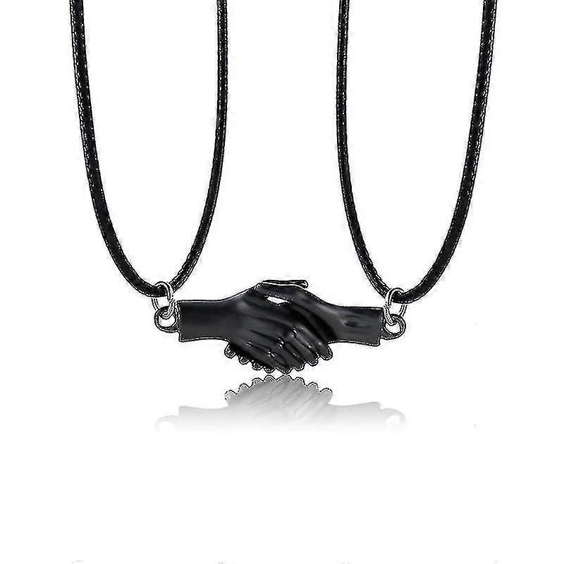 1 paio di collane di coppia con ciondolo magnetico con stretta di mano per i migliori amici degli amanti - nero e nero - Codice prodotto 52461 Online Outlet