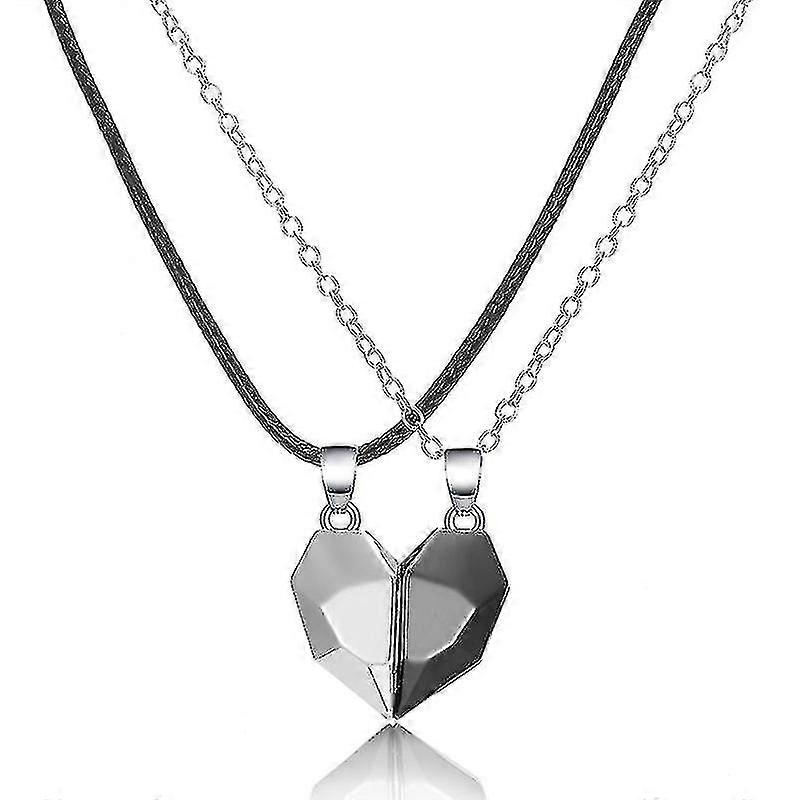 2pcs Collana Coppia Magnetica Amanti Cuore Pendente Distanza Charm Sfaccettato Codice modello20728