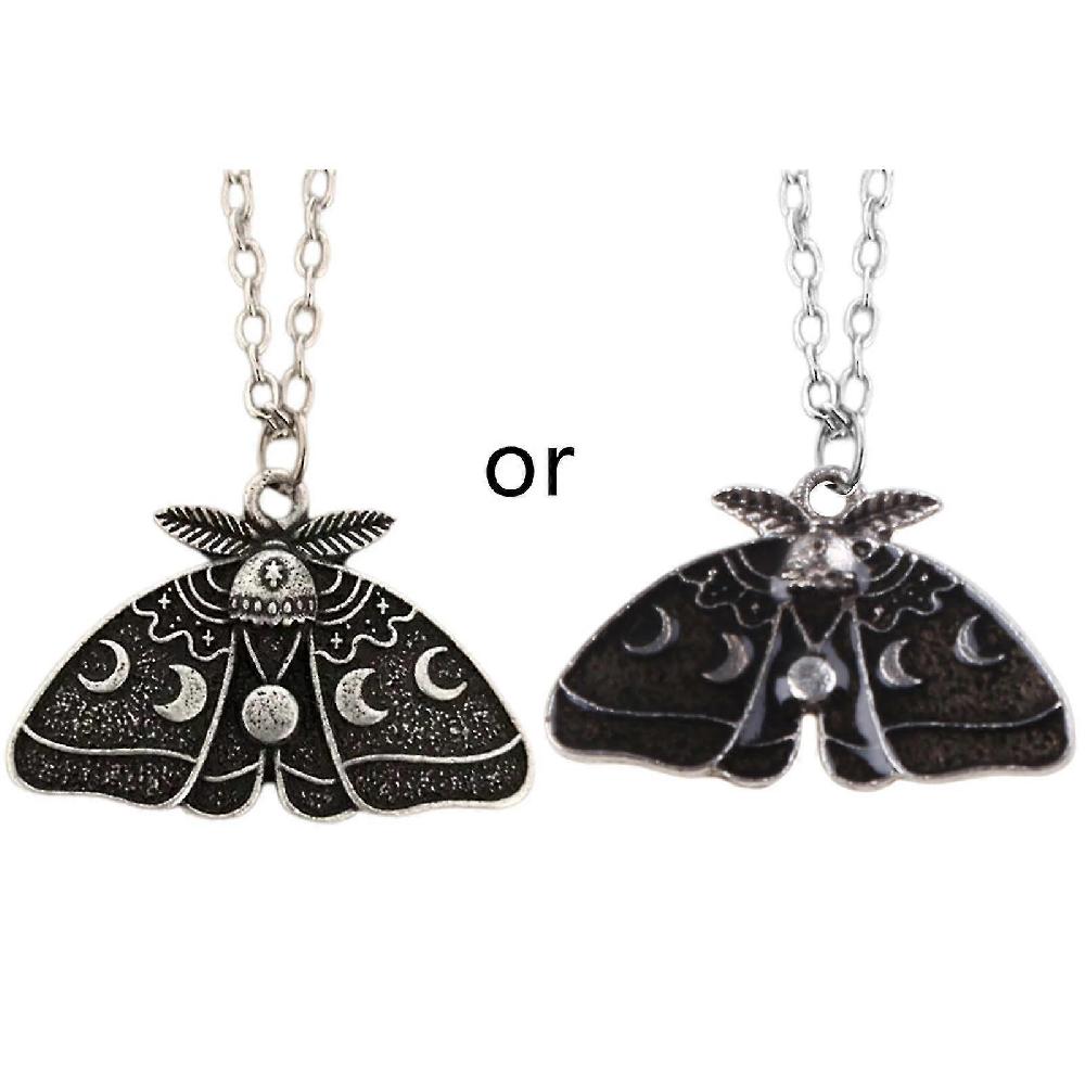 Metal Moon Phase Necklace Moth Pendant Necklaces Vintage Jewelry Chain Gifts Model code20881 Offerte giornaliere