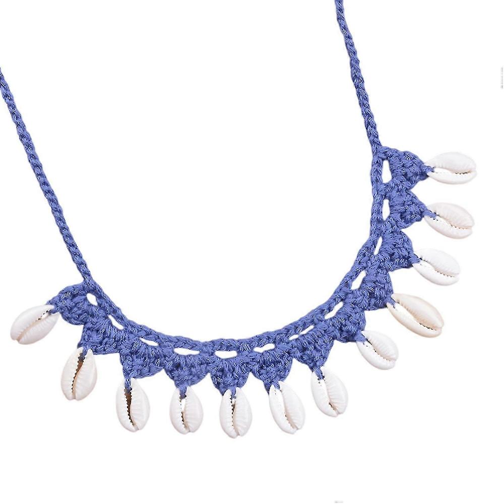 Natural Shell Necklace Ultralight All-Match Easy-wearing Handmade Crochet Shell Choker Collar Women Blue-Model code 27769