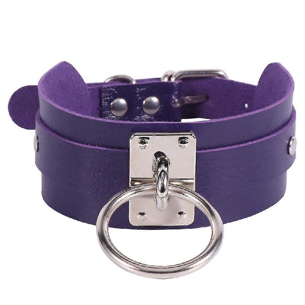 Collana girocollo in pelle anello singolo decoro collana stile punk girocollo moda (viola) Codice prodotto 52563