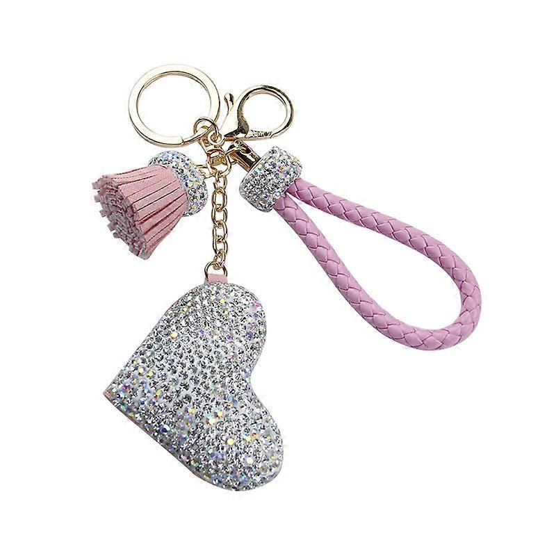 Bling Keychain For Car and Purses Heart Rhinestone Keychain Tassel Wristlet (Pi MVI Only for today