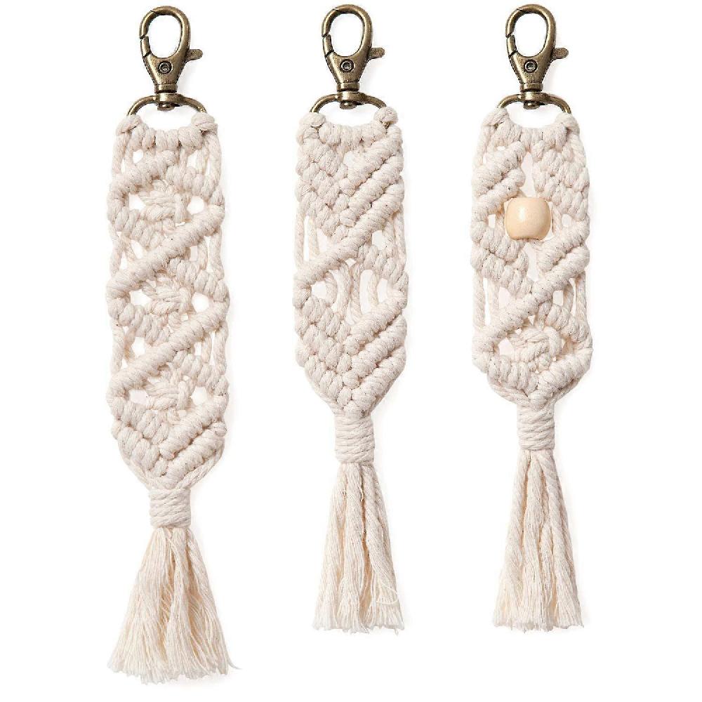 Mini Macrame Keychains Boho Macrame Bag Charms with Tassels 3 P [CJ Offerta speciale della fabbrica