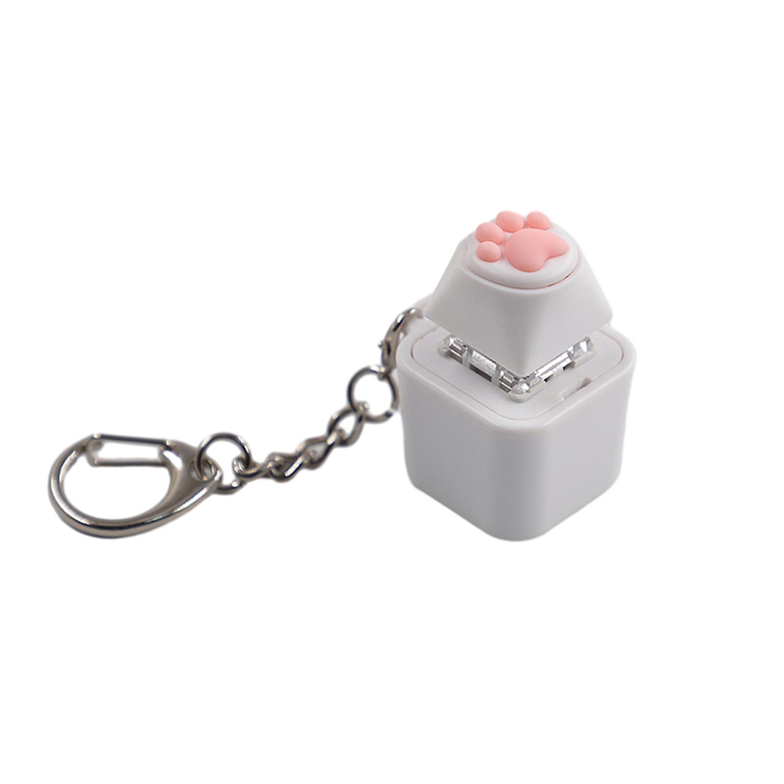Wooden Fish Keycap Toy with Hanging Buckle RGB Light Up Pink Silicone Butt Cat Paw Decompression Keychain Pendant Kids Adults Gift Duty-free