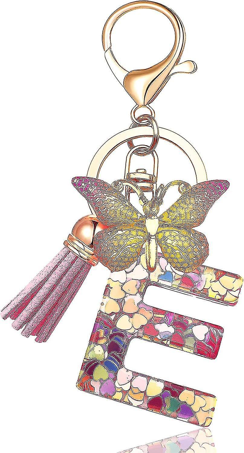 Keychains Accessories For Women Kids Cute Keychain Initial Letter Pink Tassel Butterfly Car Key Chains In Linea