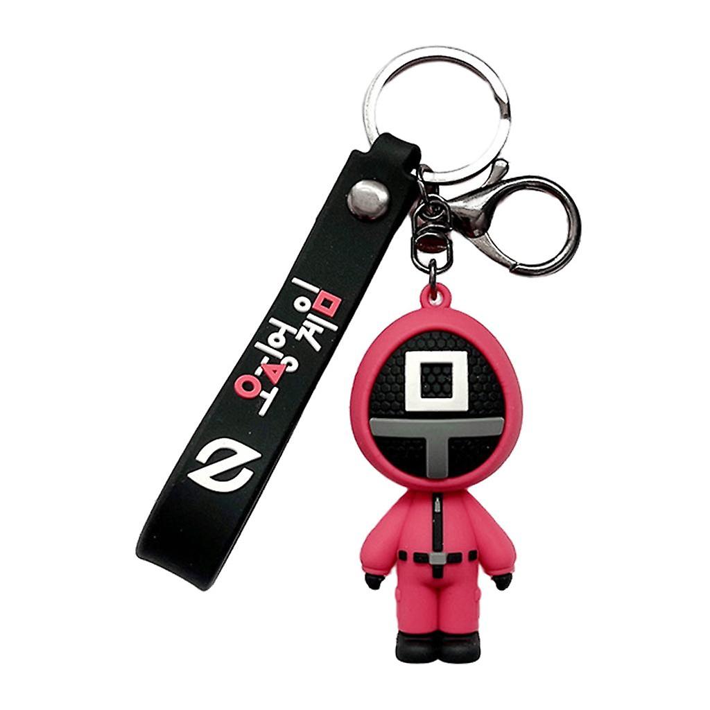 Squid Game Figures Mask Keychain Charms Accessories for Women Square A Vendita