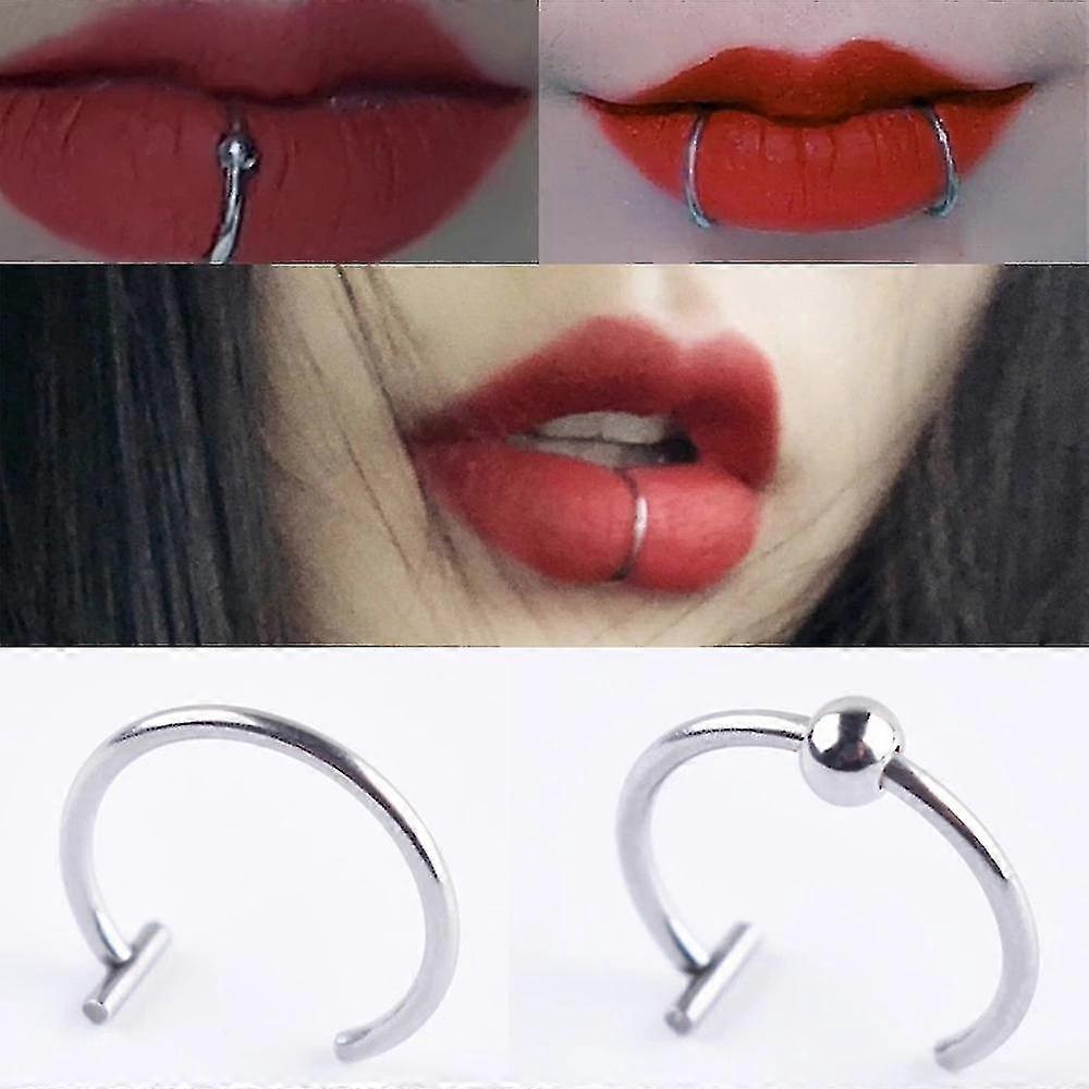 2022 New Punk 8/10mm Titanium Steel Lip Rings Cuff Clip On Fake Labret Piercing Ear Nose Hoops Unisex Women Septum Body Jewelry Presa