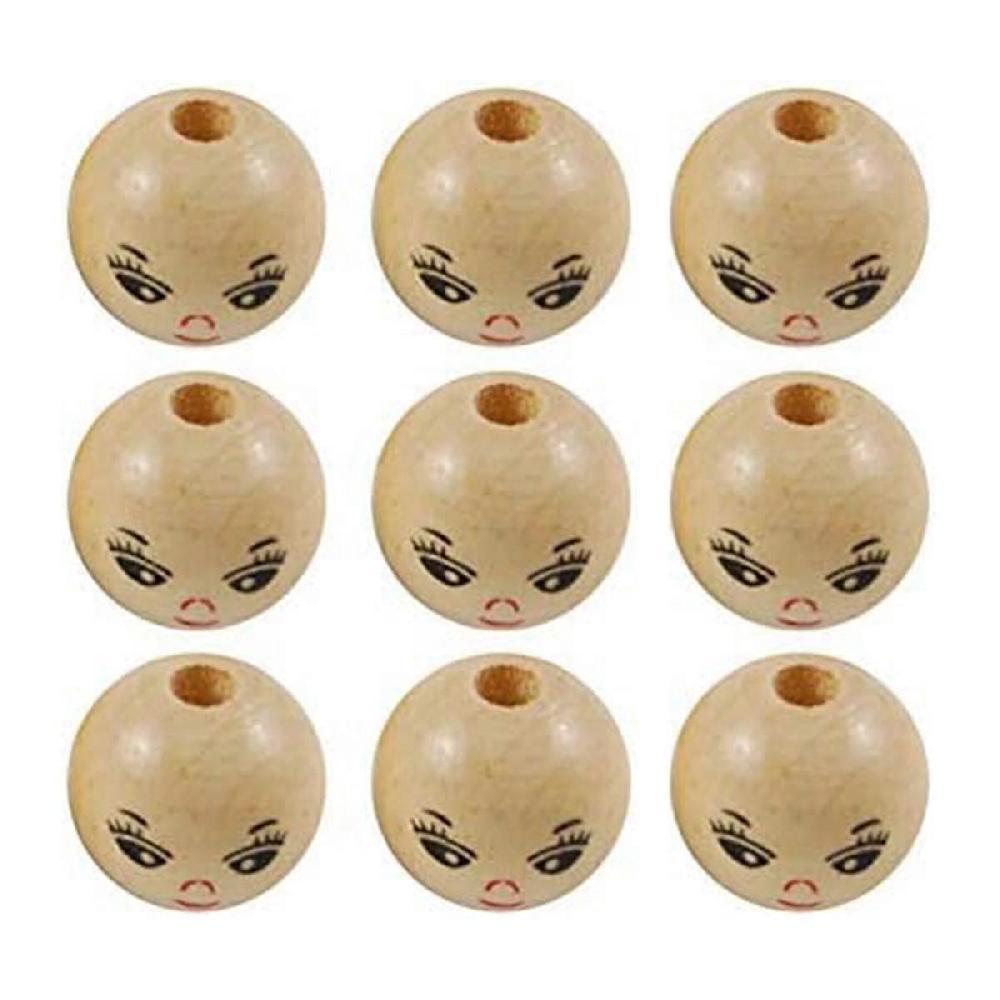 Painted Wooden Beads Face Spacer Beads Round Wooden Beads Suitable for Bracelets Necklaces Making 100PCS 22mm Sconto