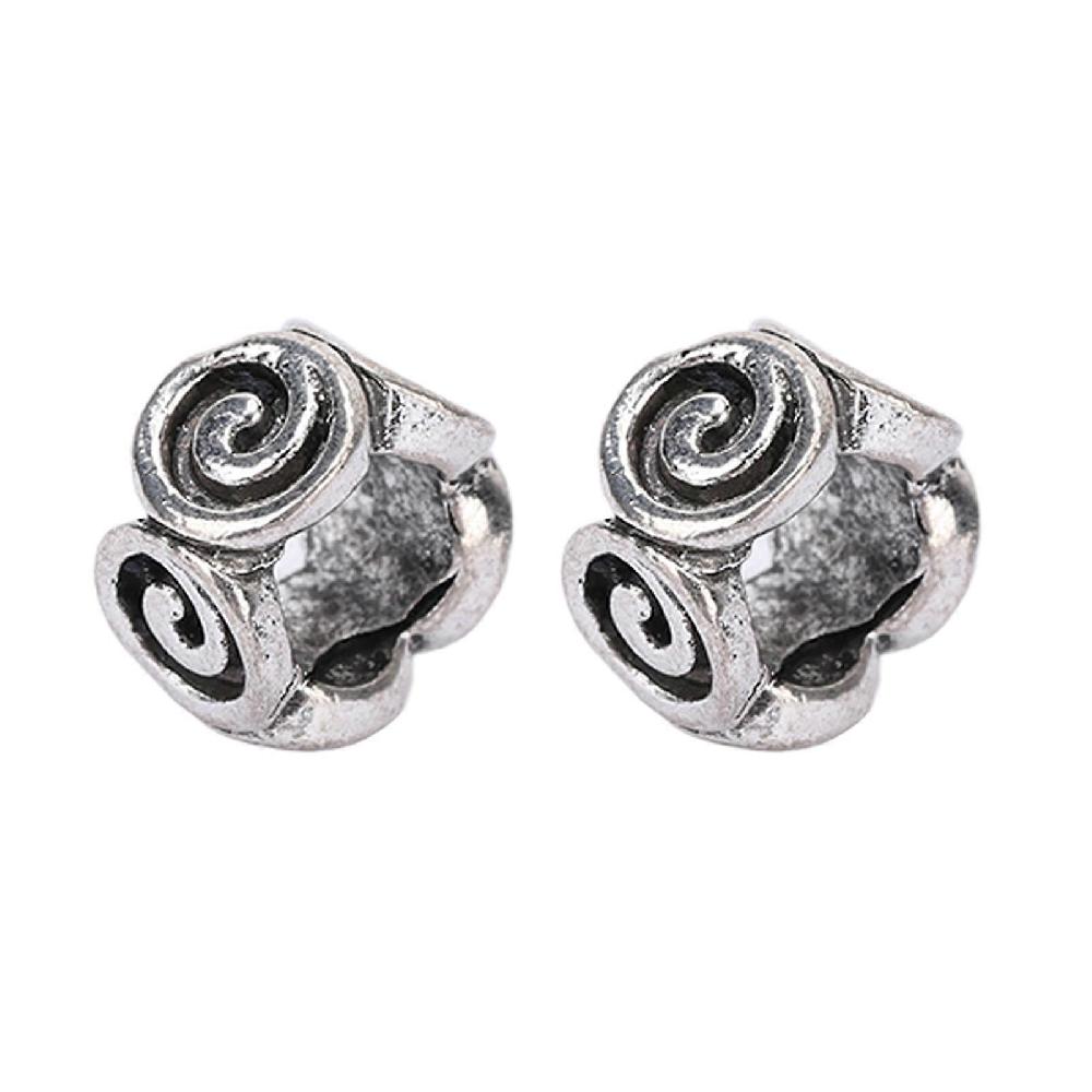 50 Pcs Beard Beads Retro Wave Pattern Wheel Beard Beads 9mm Flat Round Big Hole Spacer Beads DIY Alloy Beads Hotsell
