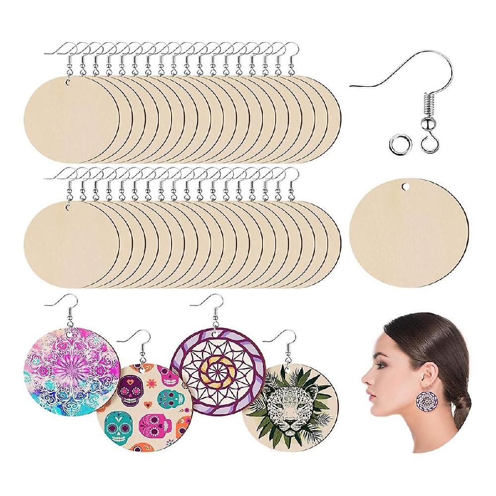 400PCS Wooden Unfinished Blank Round Earring Set DIY Wooden Personalized Earring Pendant Saldi Di Fabbrica