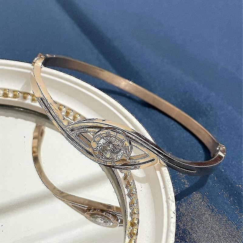 316L titanio acciaio bracciali numeri romani zircone gioielli oro rosa occhio forma braccialetti per le donne Sconto di tempo limitato