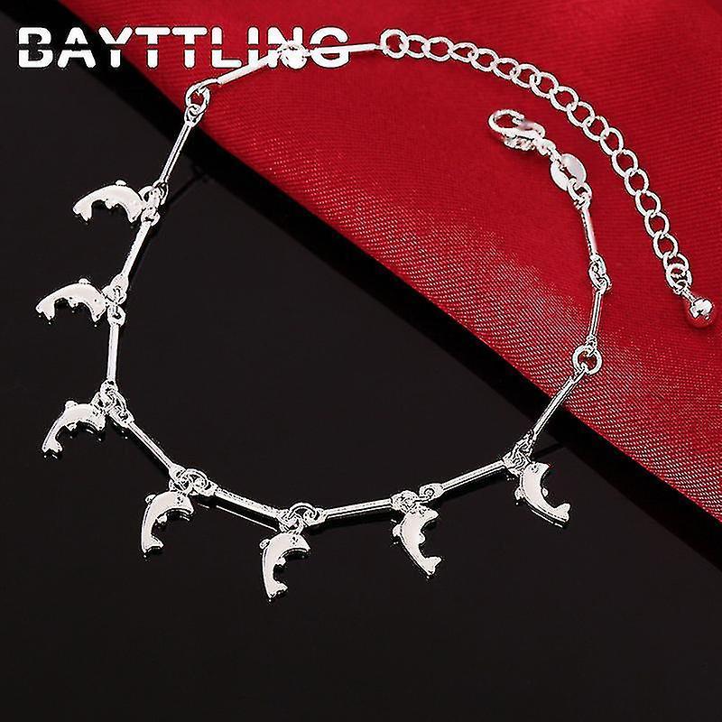 BAYTTLING 8 pollici argento colore carino delfino ciondolo braccialetto per donna moda festa gioielli braccialetto regalo Negozio online di fabbrica