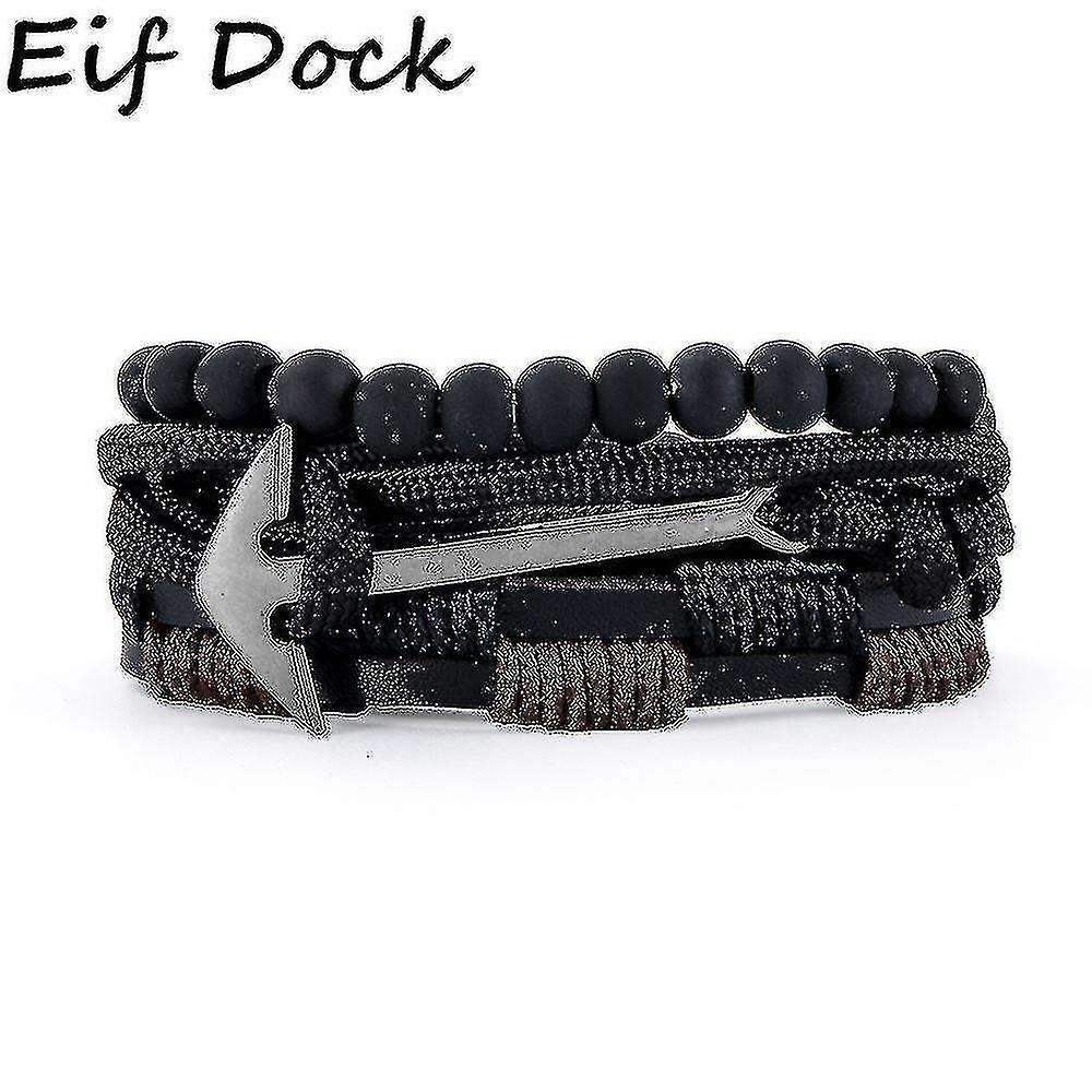 High Quality 3pcs/Set Newest Design Multi-layer Leather Bracelets Charm Men Anchor Bracelet Jewelry Party Gift Male Pulseira Prezzo di fabbrica