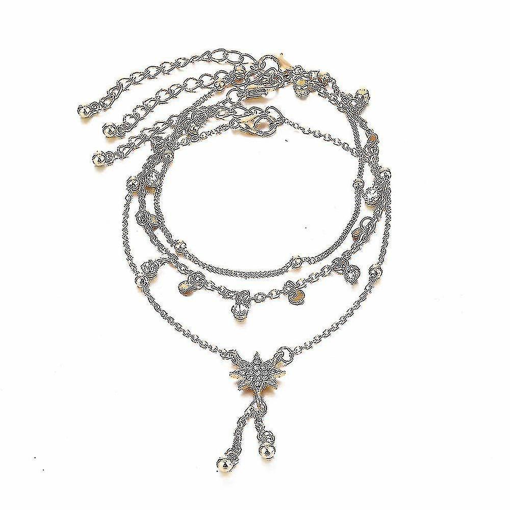 Moda cristallo cavigliera Set Bohemian Gold paillettes Star Nappine Caviglia Bracciali per le donne Summer Beach Foot Jewelry Sandali Cavigliere