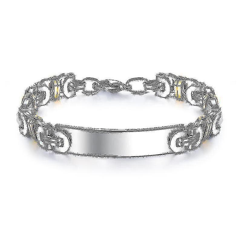 Modyle nuovo marchio oro e argento Colore acciaio inossidabile ID Tag Braccialetto in pelle per uomo Flash Sale