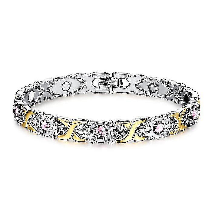 Vinterly Bracelet Women Chain Crystal Gold-color Stainless Steel Bracelet Women Cross Twisted Health Energy Bracelets for Women Offerta esclusiva