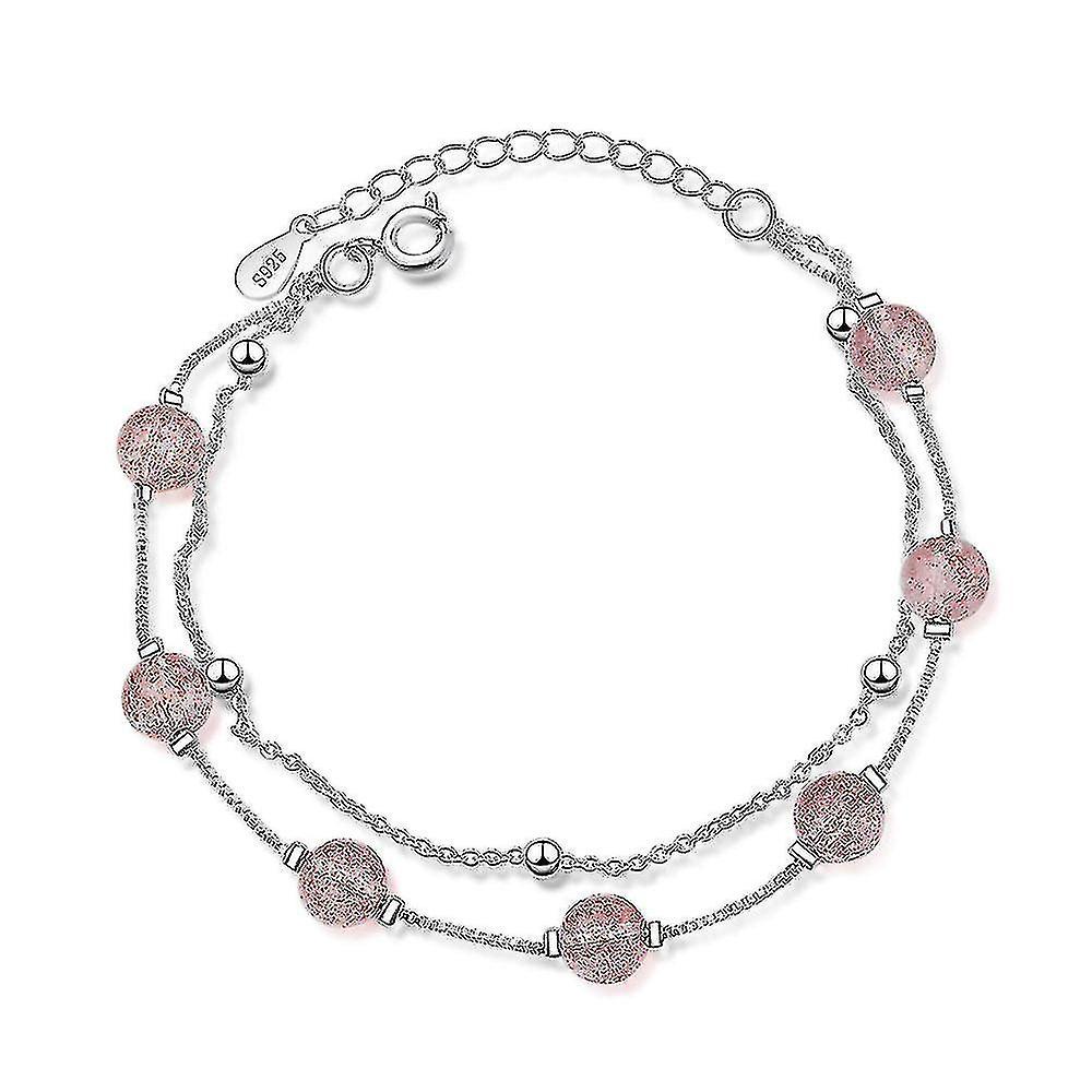 Argento Colore doppio strato Cristallo Rosa Round Bead Charm Bracciale & Bangle per le donne Wedding Jewelry SL192 Offerta Pasqua