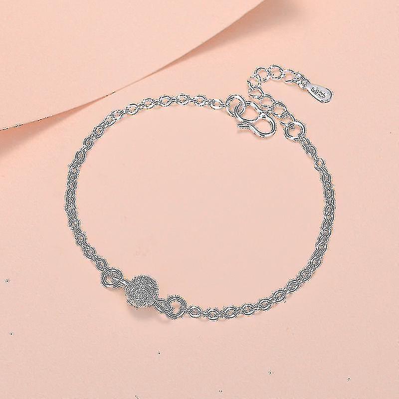 Moda 925 Francobollo Argento Colore Circolare Ball Charm Chain Bracciale per le donne Vintage Bangle Accessori per gioielli Regali Offerta San Valentino