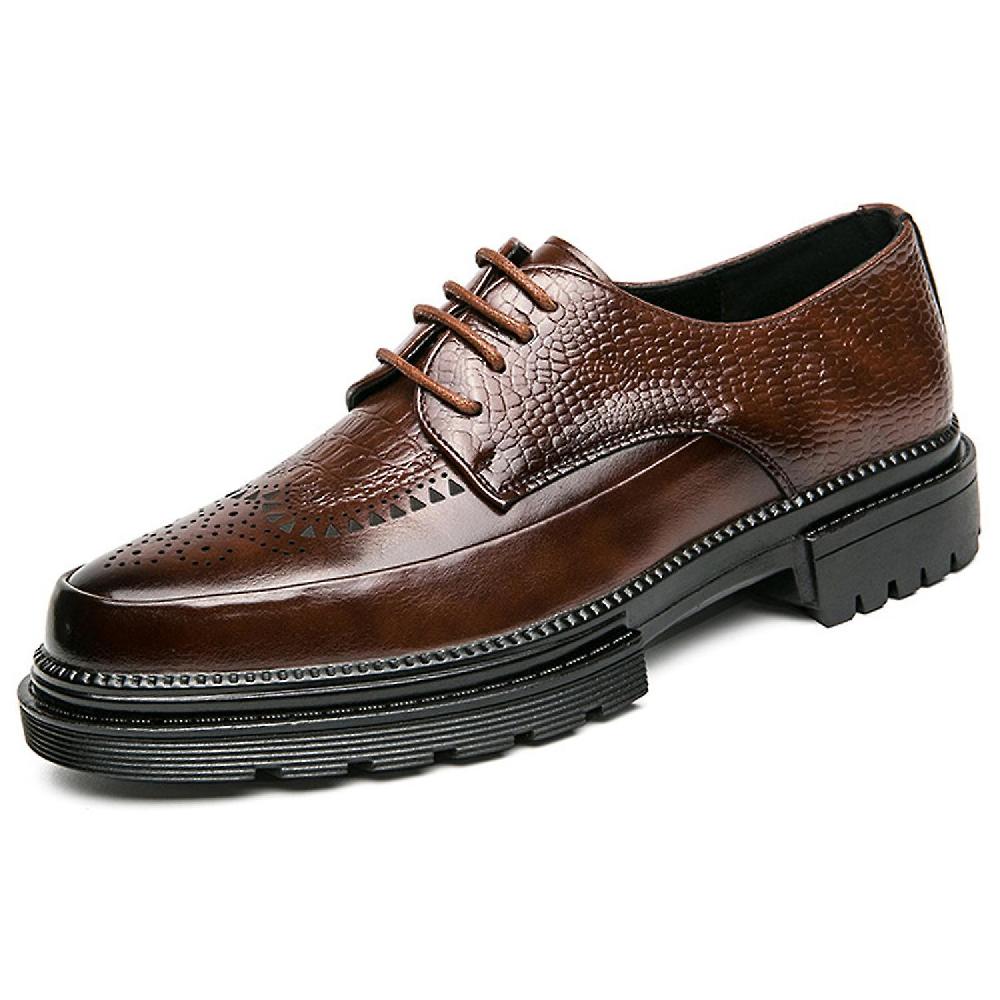 Uomo Coccodrillo Stampa Piattaforma Brogue Wingtip Oxford Scarpe Retro Pelle Goffrato Lace-up Formale Dre 50% di sconto con spedizione gratuita
