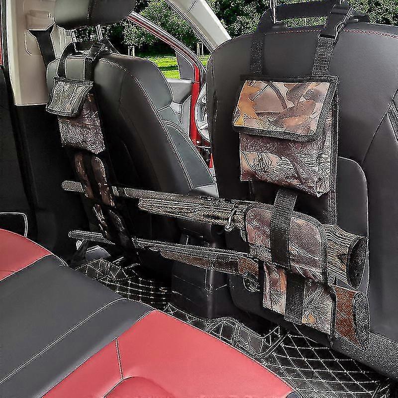 2ps per la caccia esterna Sedile posteriore pistola rack Camo Backseat Gun Sling Bag con deposito per auto Jeep Pickup Truck Suv Tote 2 long guns Outdo
