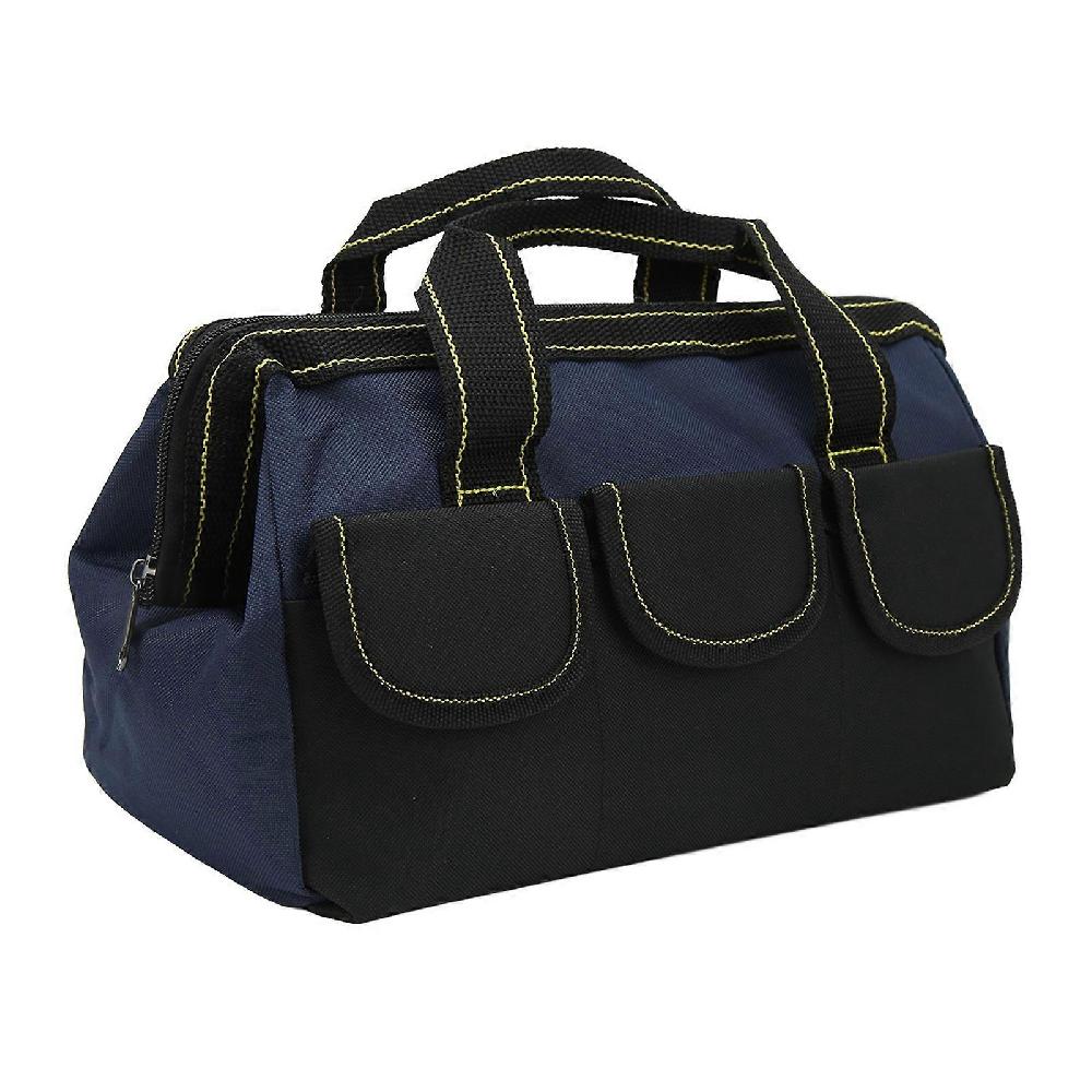 16in Tool Storage Bag Wide Mouth Heavy Duty Water Proof Portable Handheld Tool Tote Bag Black Blue