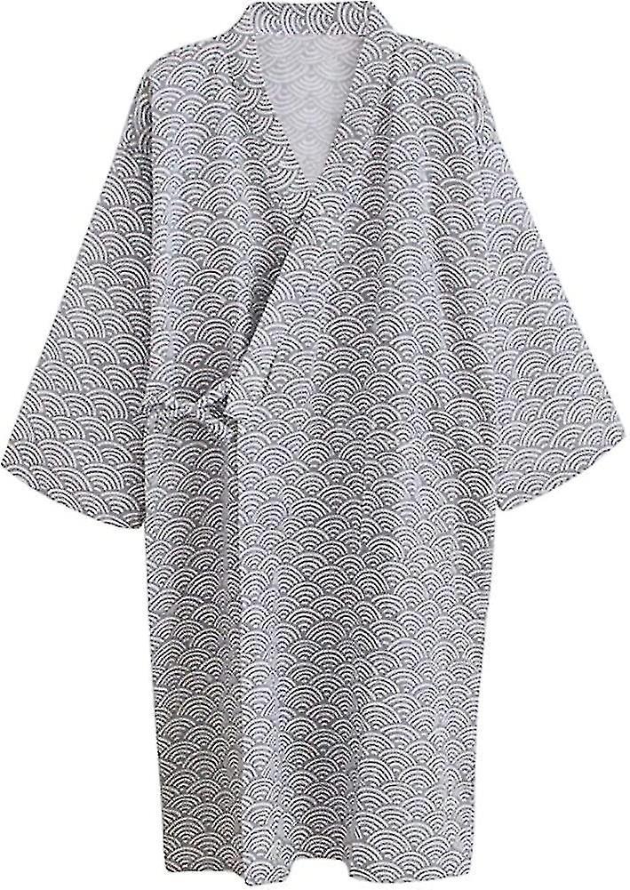 Cotton Kimono Robe Wrap Bathrobe Dressing Gown Pajamas Yukata Nightdress Loose Comfy Sleepwear Offerta temporanea
