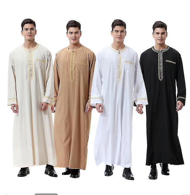 Men Muslim Saudi Robe Kaftan Dubai Tunic Long Top Blouse Thobe Clothes Lightning offer
