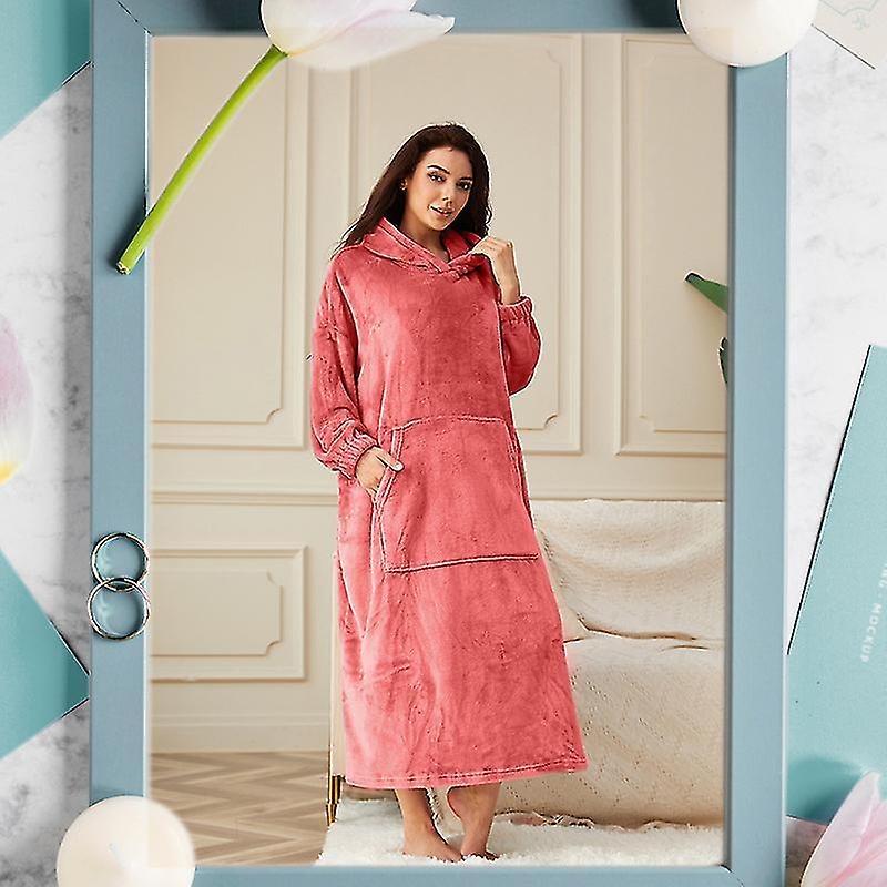 Camicia da notte di flanella da donna pigiama intero allungato e ispessito pigiama da notte caldo invernale da donna servizio domestico di coppia#1 Liquidazione