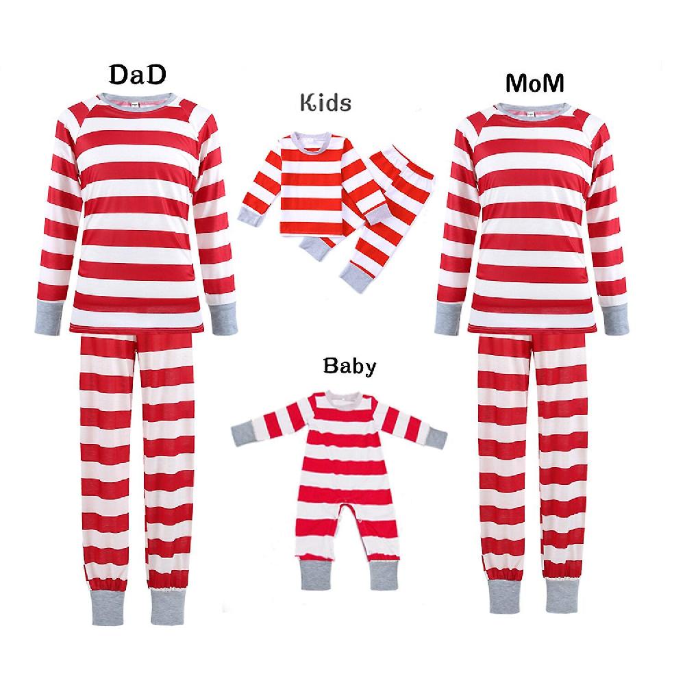 Natale Famiglia Abbinata Vestiti Pigiama di Natale Set Madre Padre Bambini Figlio Due Pezzi Abiti Pigiama a righe rosse Pigiama Sleepwear ACQUISTA ORA